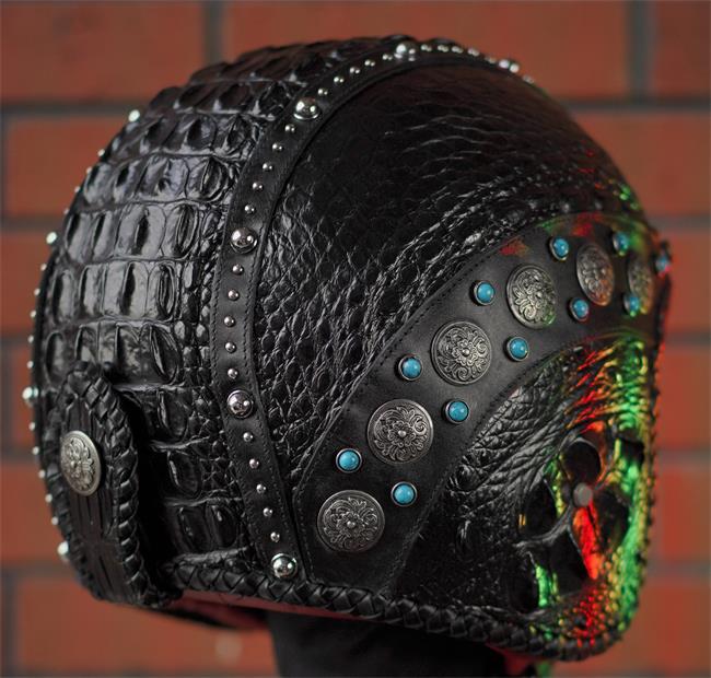 decorative-3/4helmet-crocodile-leather