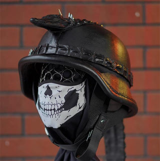 croc motorcycle helmet MRDEER Retro Vintage Crocodile Texture Handmade PU Leather Full Face Helmet Helmet Unisex Full-Face Scooter Helmet Scooter Helmet Helmet Helmet with Visor, Mask, Glasses (M,L, XL Automotive IMPORTANT INFORMATION This was a while back,