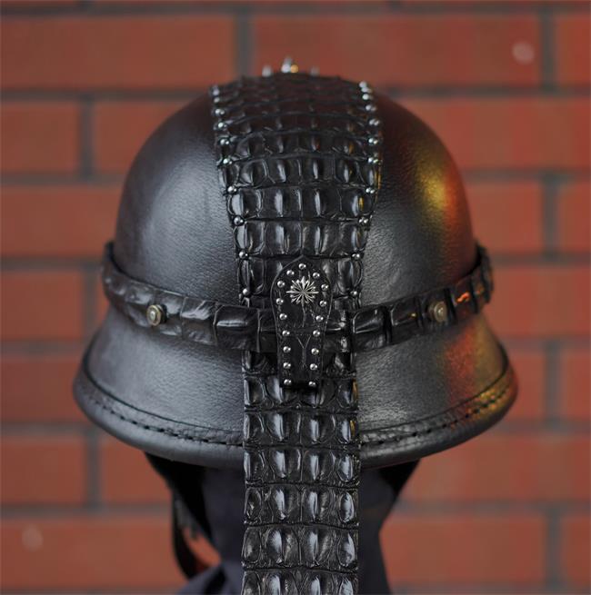 decorative-OpenFace-helmet-Cowhide-Crocodile-Leather