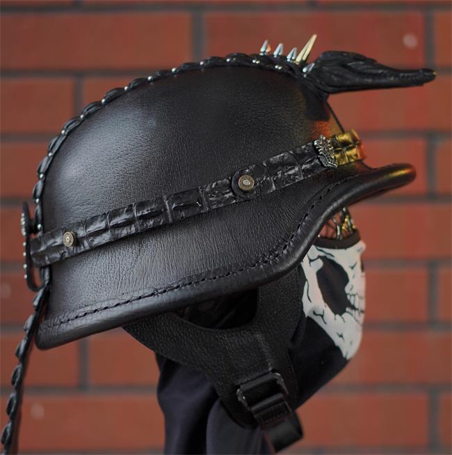 decorative-OpenFace-helmet-Cowhide-Crocodile-Leather