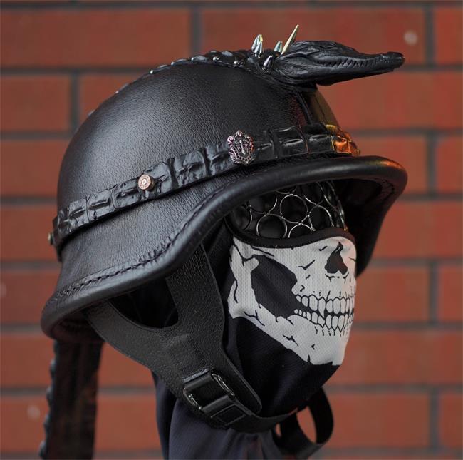 decorative-OpenFace-helmet-Cowhide-Crocodile-Leather