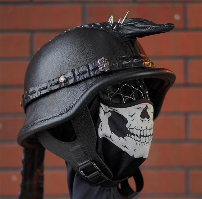 decorative-OpenFace-helmet-Cowhide-Crocodile-Leather