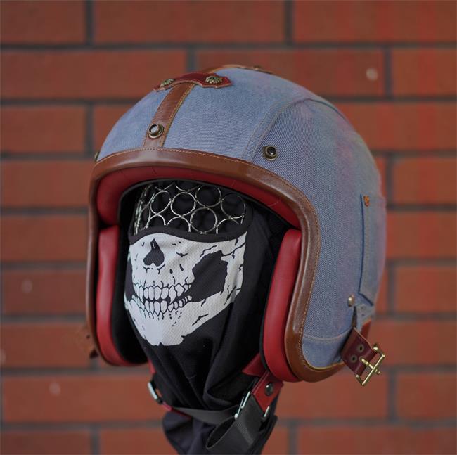 decorative-3/4helmet-Cowhide-ImitatingDenim