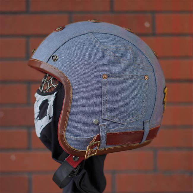 decorative-3/4helmet-Cowhide-ImitatingDenim