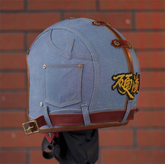 decorative-3/4helmet-Cowhide-ImitatingDenim