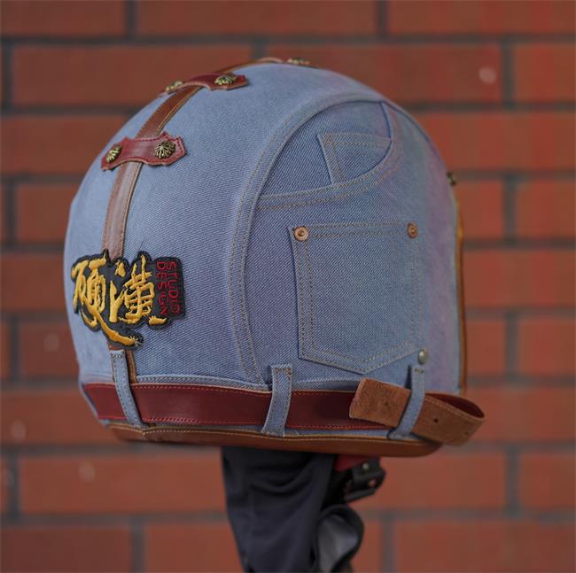 decorative-3/4helmet-Cowhide-ImitatingDenim