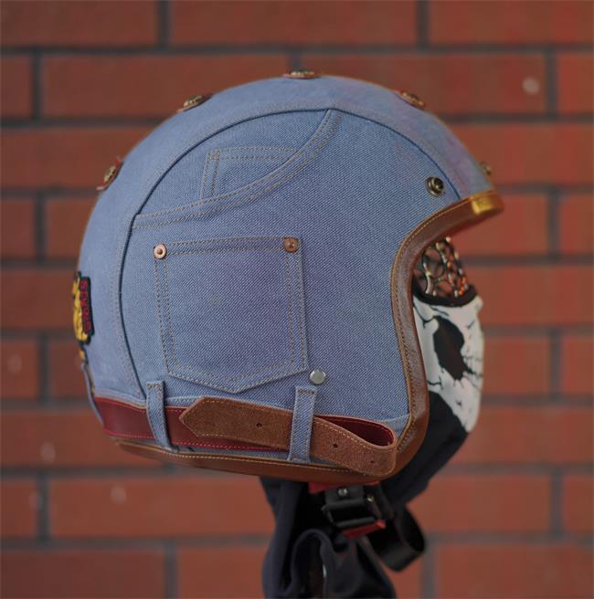decorative-3/4helmet-Cowhide-ImitatingDenim