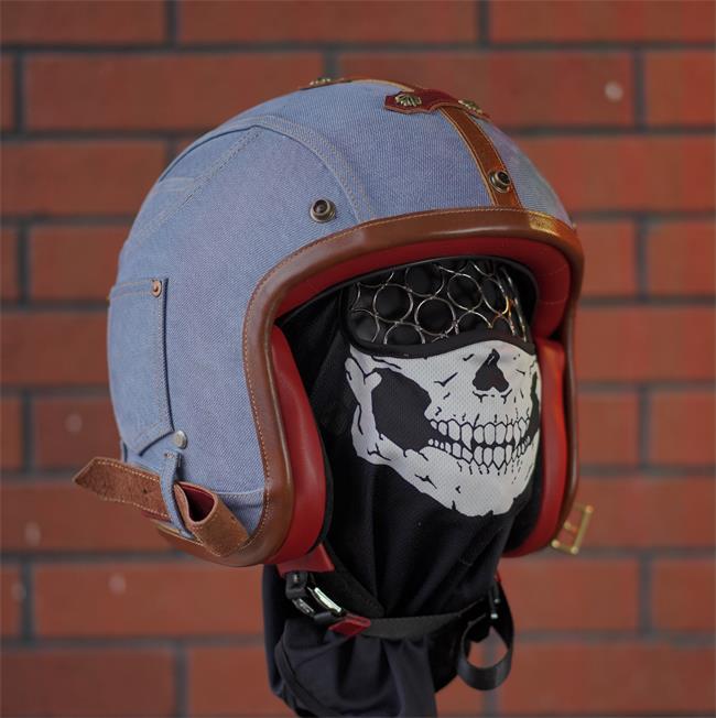 decorative-3/4helmet-Cowhide-ImitatingDenim