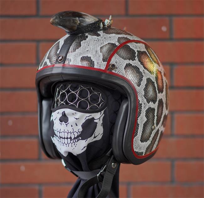 decorative-3/4helmet-Cowhide-imitating-SnakeSkin