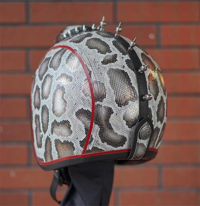 decorative-3/4helmet-Cowhide-imitating-SnakeSkin