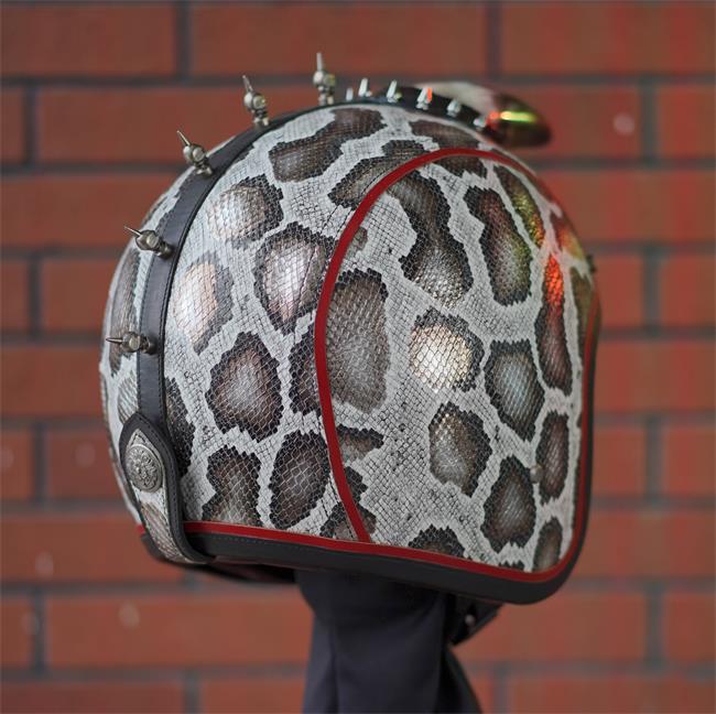 decorative-3/4helmet-Cowhide-imitating-SnakeSkin