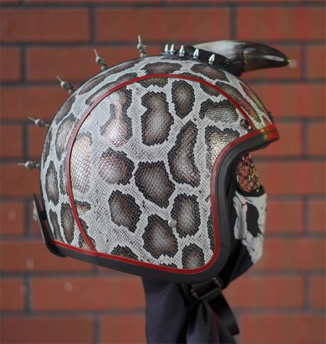 decorative-3/4helmet-Cowhide-imitating-SnakeSkin