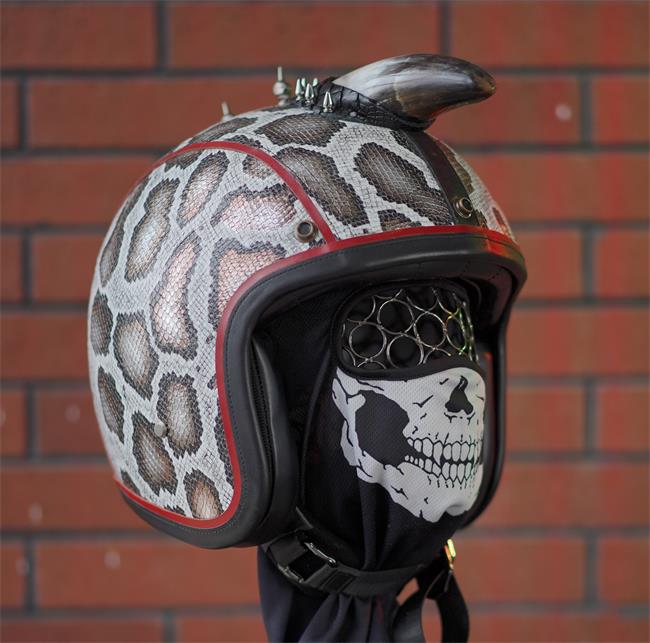decorative-3/4helmet-Cowhide-imitating-SnakeSkin