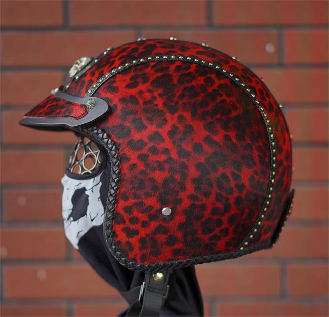 decorative-3/4helmet-Hairy-Cowhide-Leather