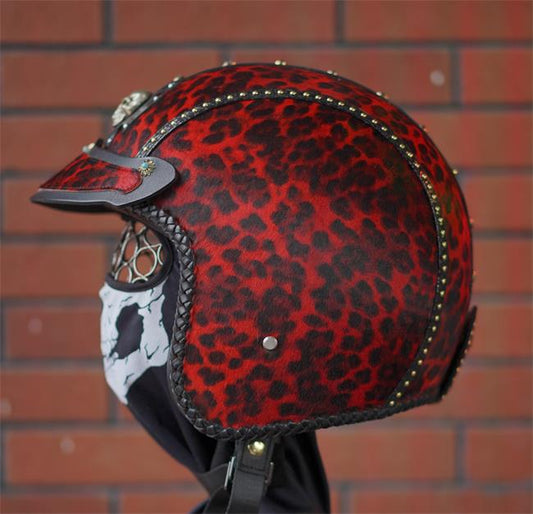 decorative-3/4helmet-Hairy-Cowhide-Leather