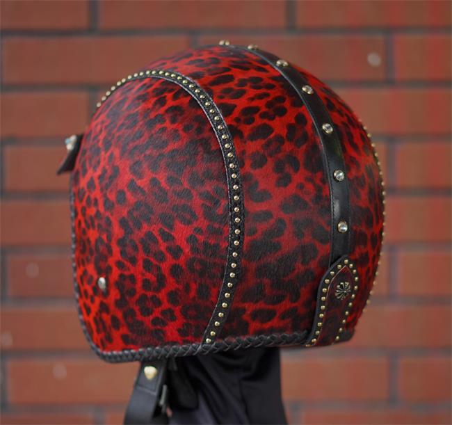 decorative-3/4helmet-Hairy-Cowhide-Leather