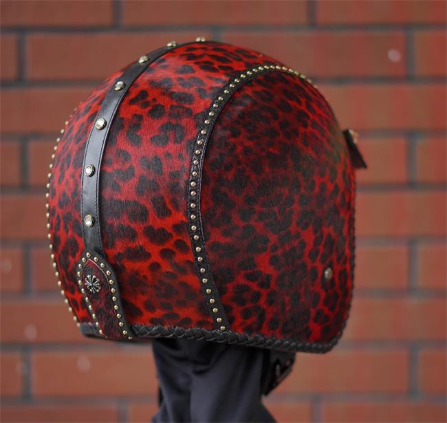 decorative-3/4helmet-Hairy-Cowhide-Leather