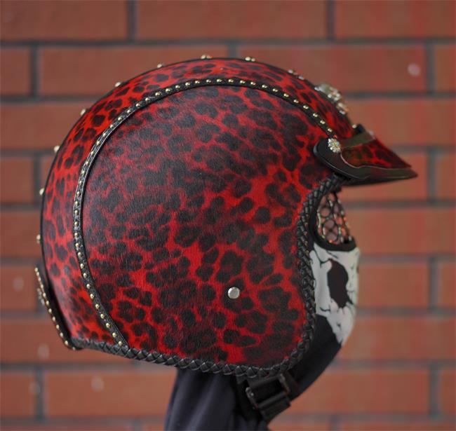 decorative-3/4helmet-Hairy-Cowhide-Leather