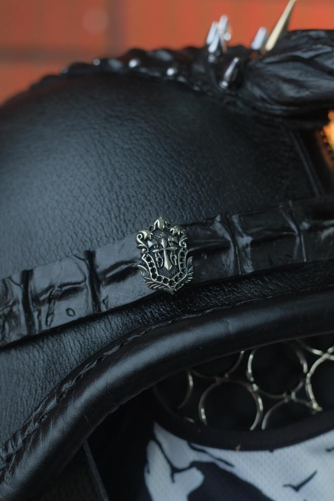 decorative-OpenFace-helmet-Cowhide-Crocodile-Leather