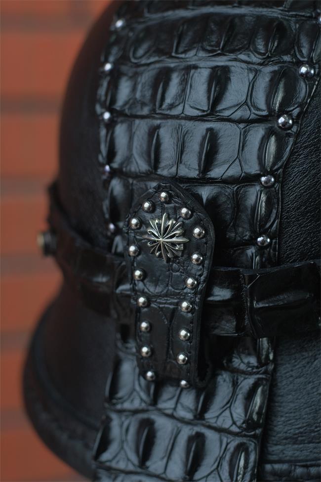 decorative-OpenFace-helmet-Cowhide-Crocodile-Leather