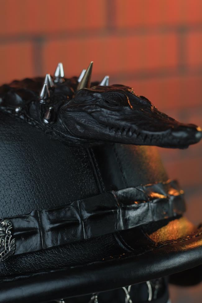 decorative-OpenFace-helmet-Cowhide-Crocodile-Leather