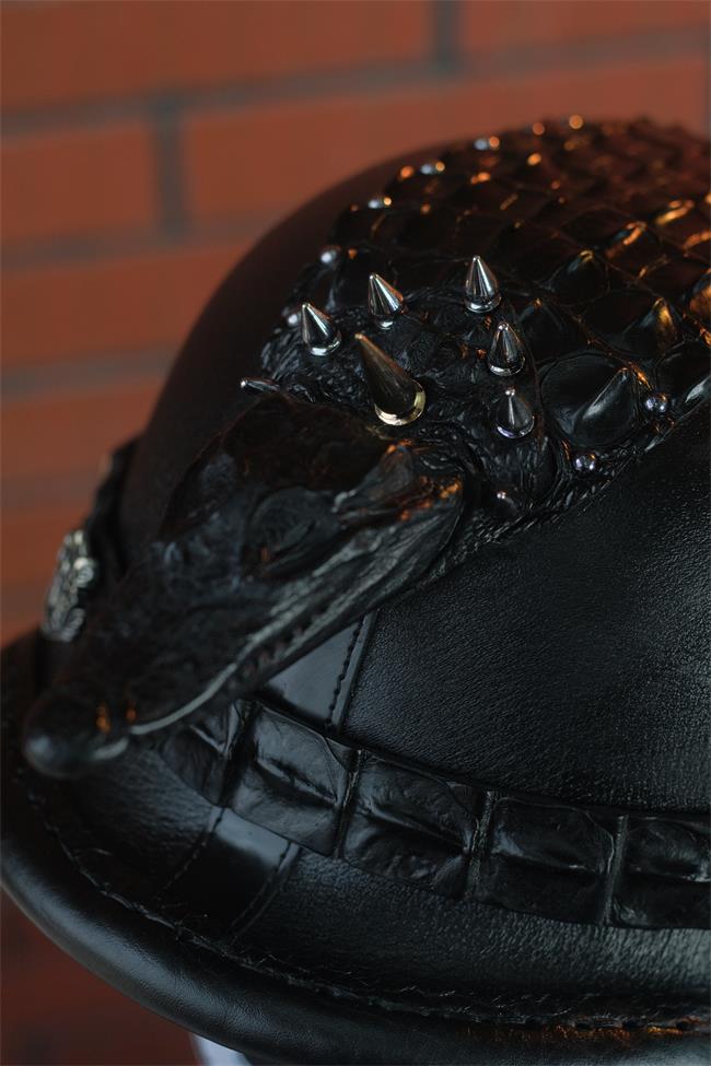 decorative-OpenFace-helmet-Cowhide-Crocodile-Leather