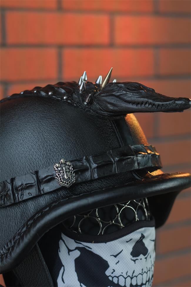 decorative-OpenFace-helmet-Cowhide-Crocodile-Leather