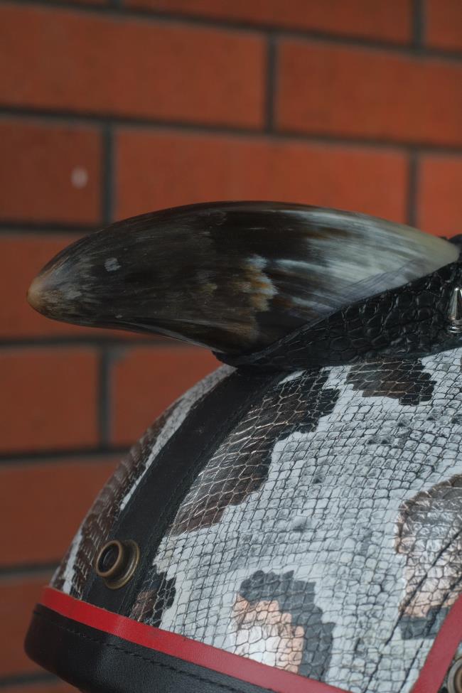 decorative-3/4helmet-Cowhide-imitating-SnakeSkin
