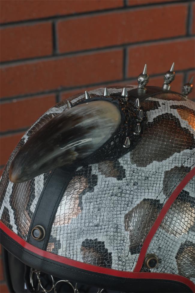 decorative-3/4helmet-Cowhide-imitating-SnakeSkin