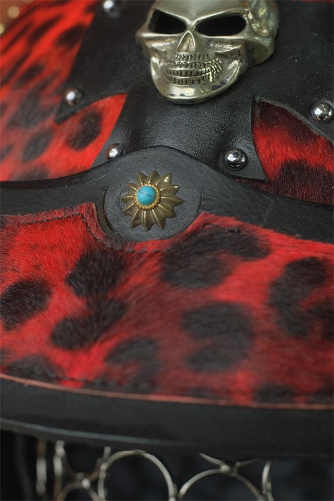 decorative-3/4helmet-Hairy-Cowhide-Leather