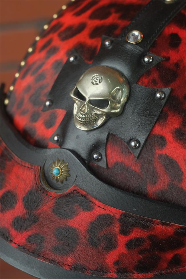 decorative-3/4helmet-Hairy-Cowhide-Leather