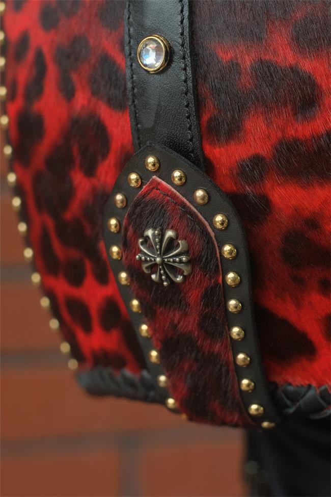 decorative-3/4helmet-Hairy-Cowhide-Leather
