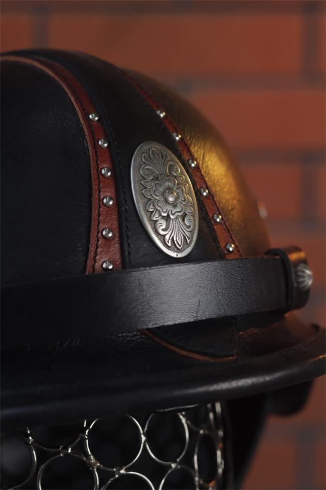 decorative-OpenFace-helmet-Cowhide-Leather