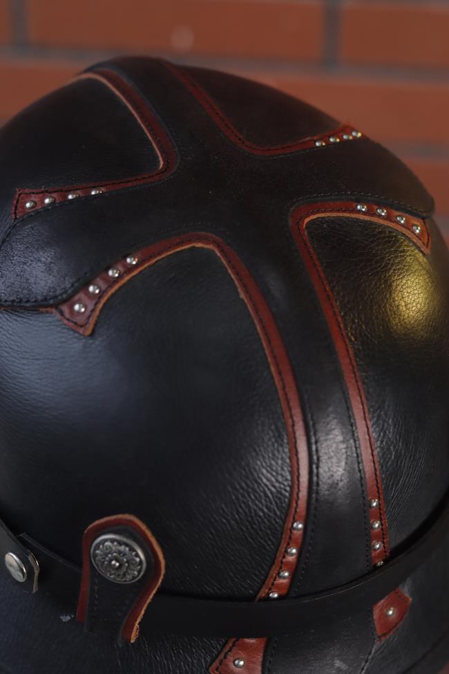 decorative-OpenFace-helmet-Cowhide-Leather
