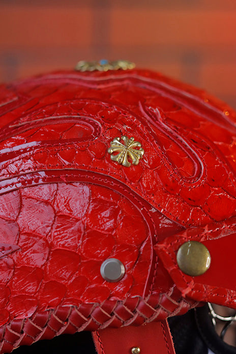 decorative-Half-helmet-Python-Leather
