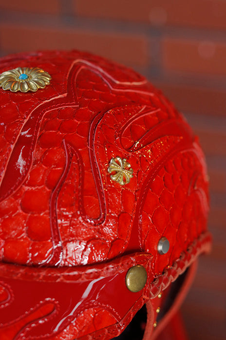 decorative-Half-helmet-Python-Leather