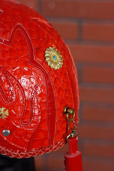 decorative-Half-helmet-Python-Leather