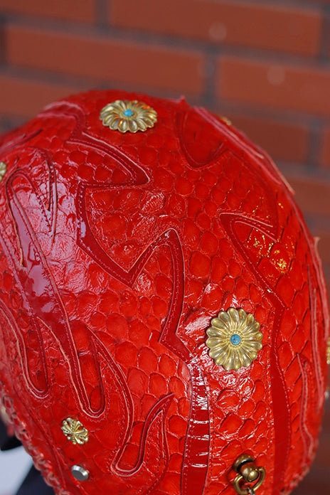 decorative-Half-helmet-Python-Leather