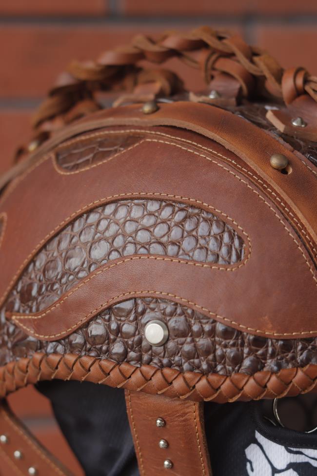 decorative-Half-helmet-Crocodile-Leather