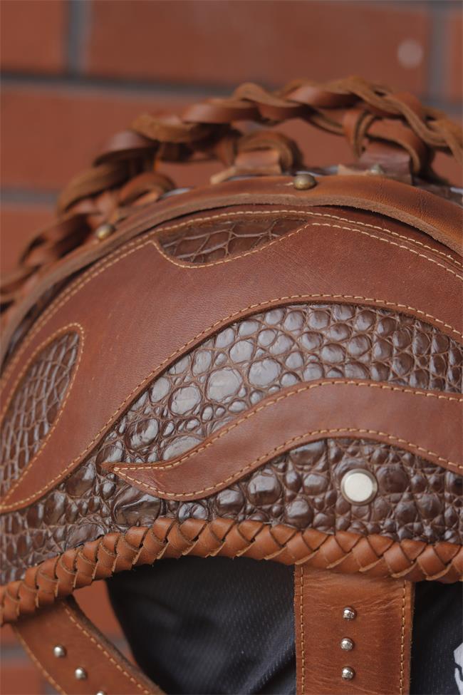 decorative-Half-helmet-Crocodile-Leather