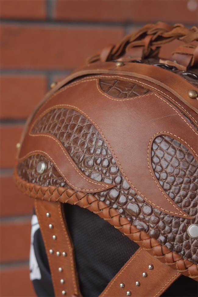 decorative-Half-helmet-Crocodile-Leather