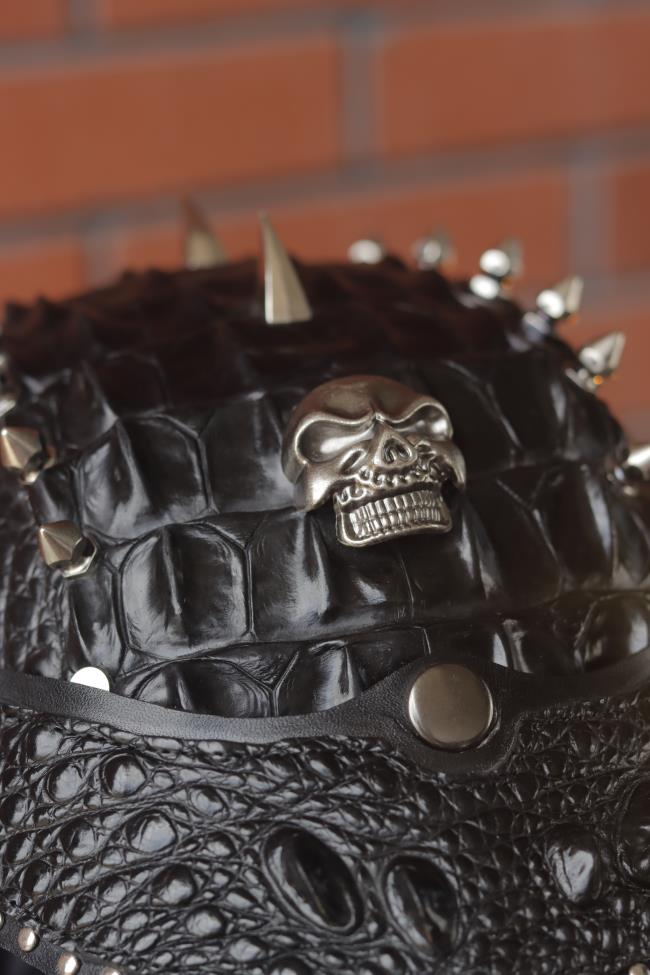 decorative-Half-helmet-Crocodile-Leather