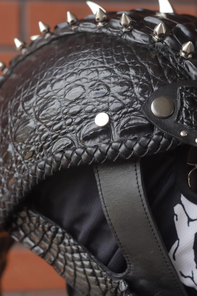 decorative-Half-helmet-Crocodile-Leather