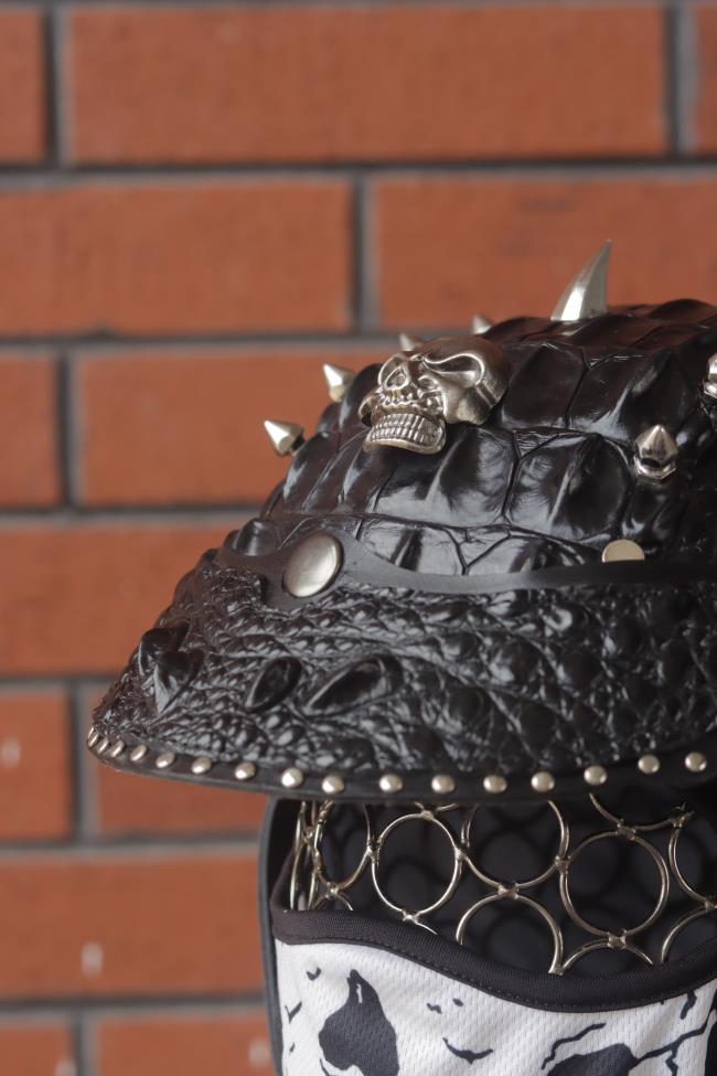 decorative-Half-helmet-Crocodile-Leather