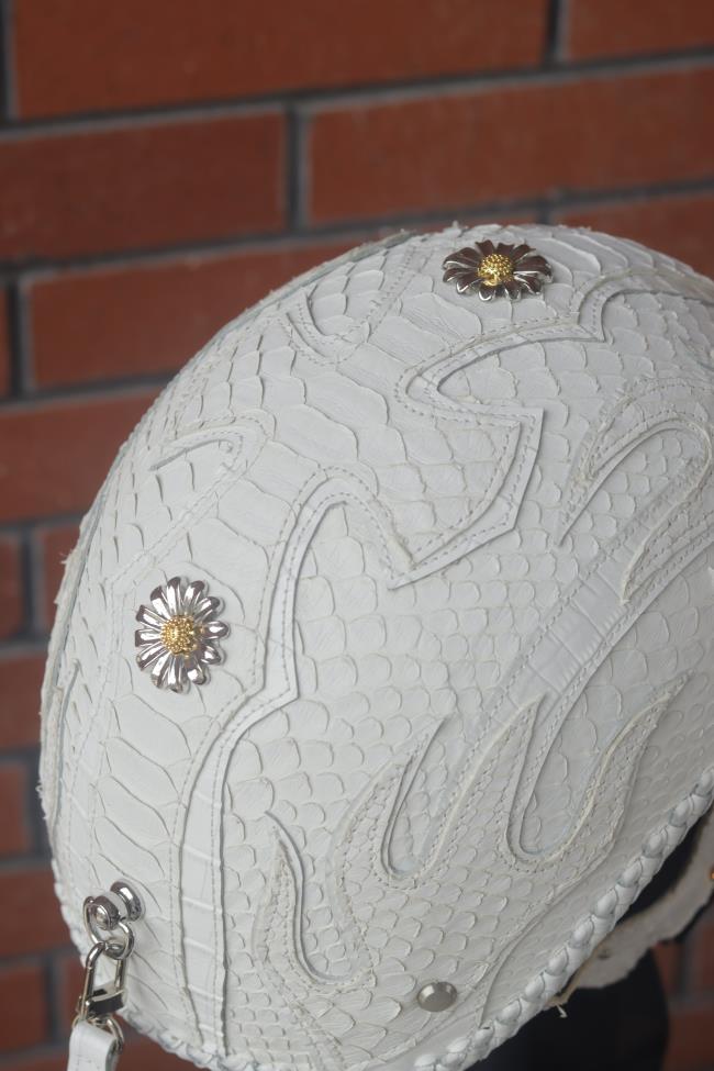 decorative-Half-helmet-Python-Leather