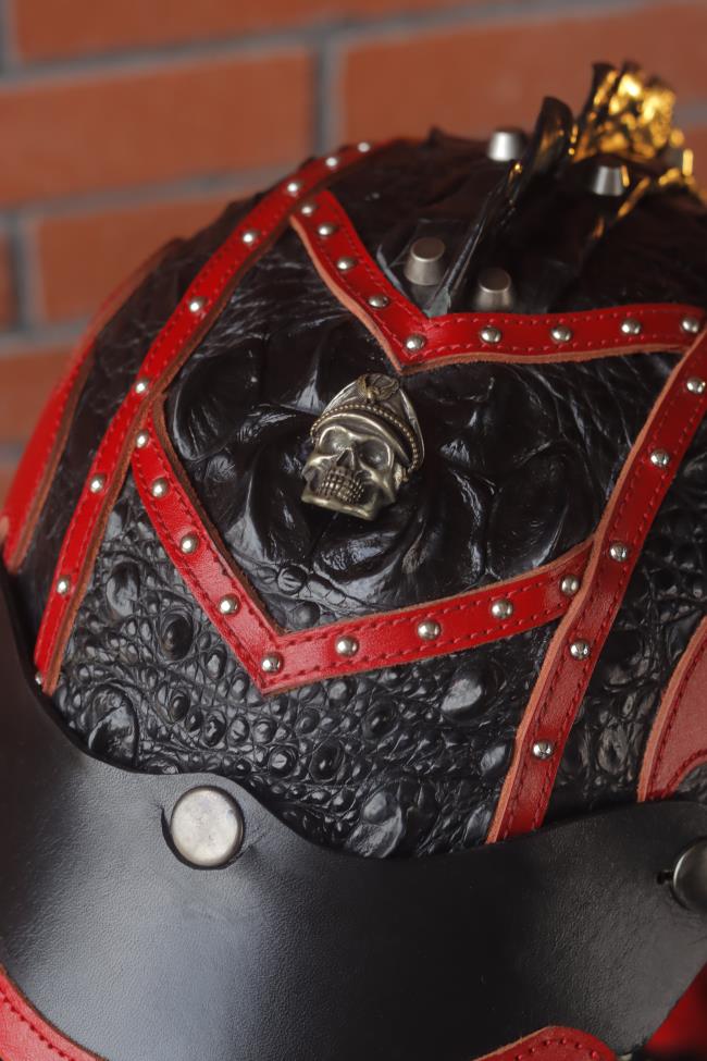 decorative-Half-helmet-Crocodile-Leather