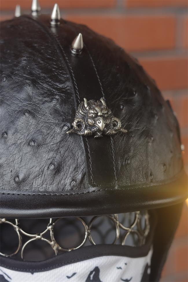 decorative-Half-helmet-Artificial-Breeding-Ostrich-Leather