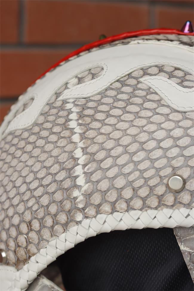 decorative-Half-helmet-Python-Leather-white