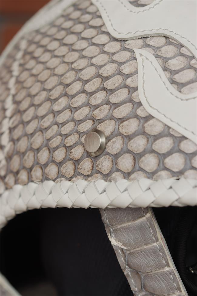 decorative-Half-helmet-Python-Leather-white