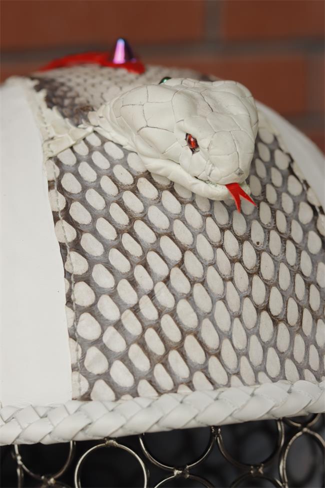 decorative-Half-helmet-Python-Leather-white